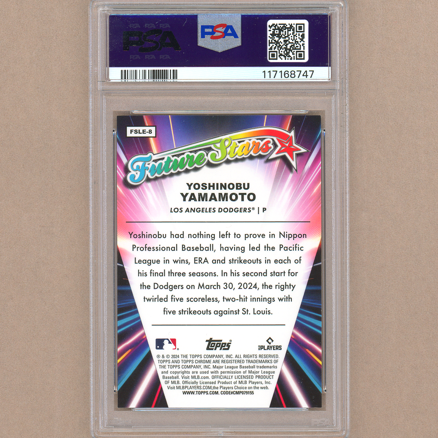 2024 Topps Chrome Logofractor Yoshinobu Yamamoto RC (Orange) PSA 9