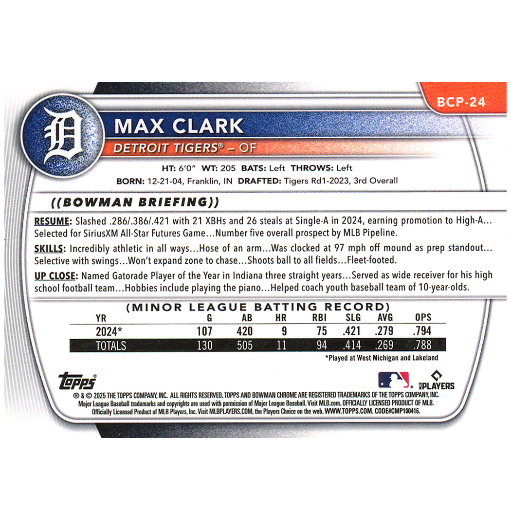 2025 Bowman Chrome Sapphire Max Clark
