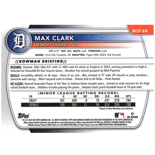 2025 Bowman Chrome Sapphire Max Clark