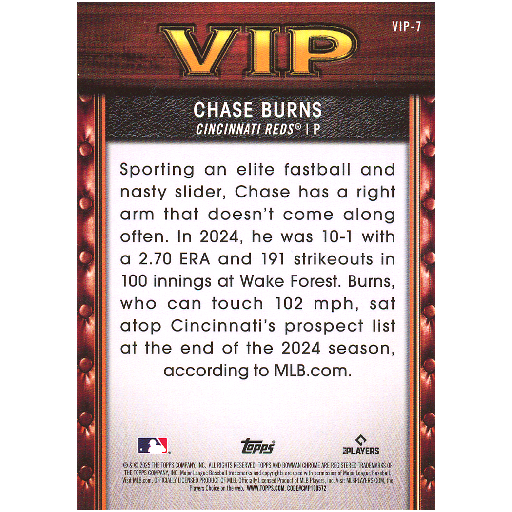 2025 Bowman Chrome Chase Burns VIP