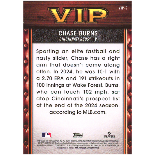 2025 Bowman Chrome Chase Burns VIP