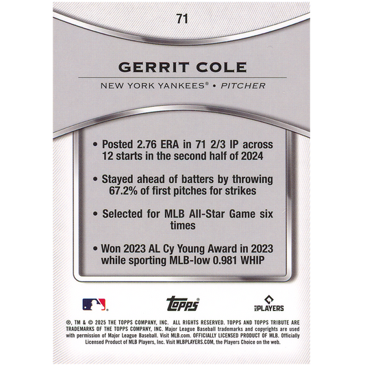 2025 Topps Tribute Gerrit Cole