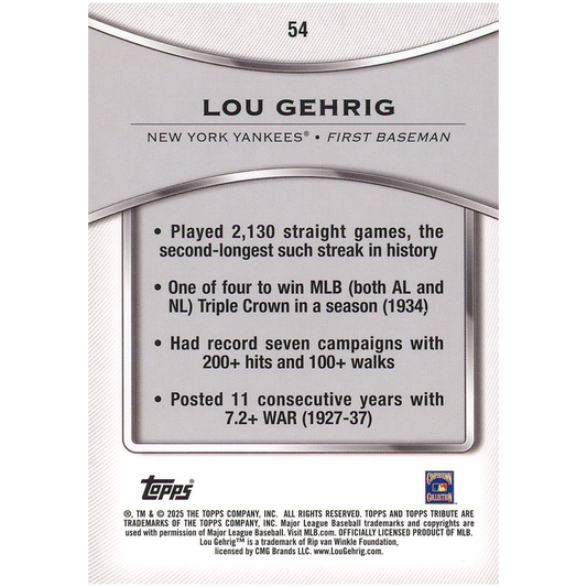 2025 Topps Tribute Lou Gehrig