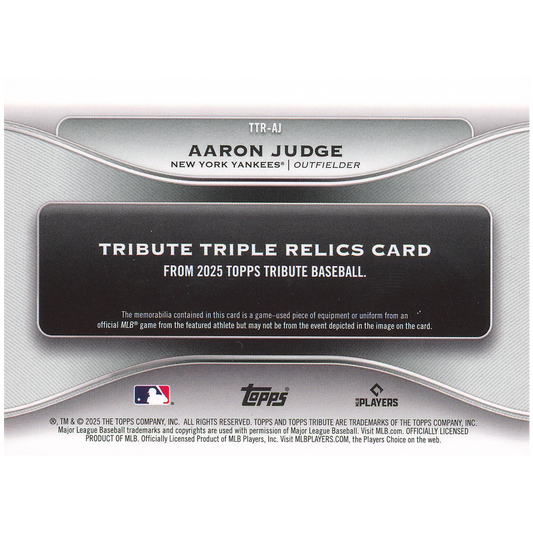 2025 Topps Tribute Aaron Judge Triple Relic (Purple)