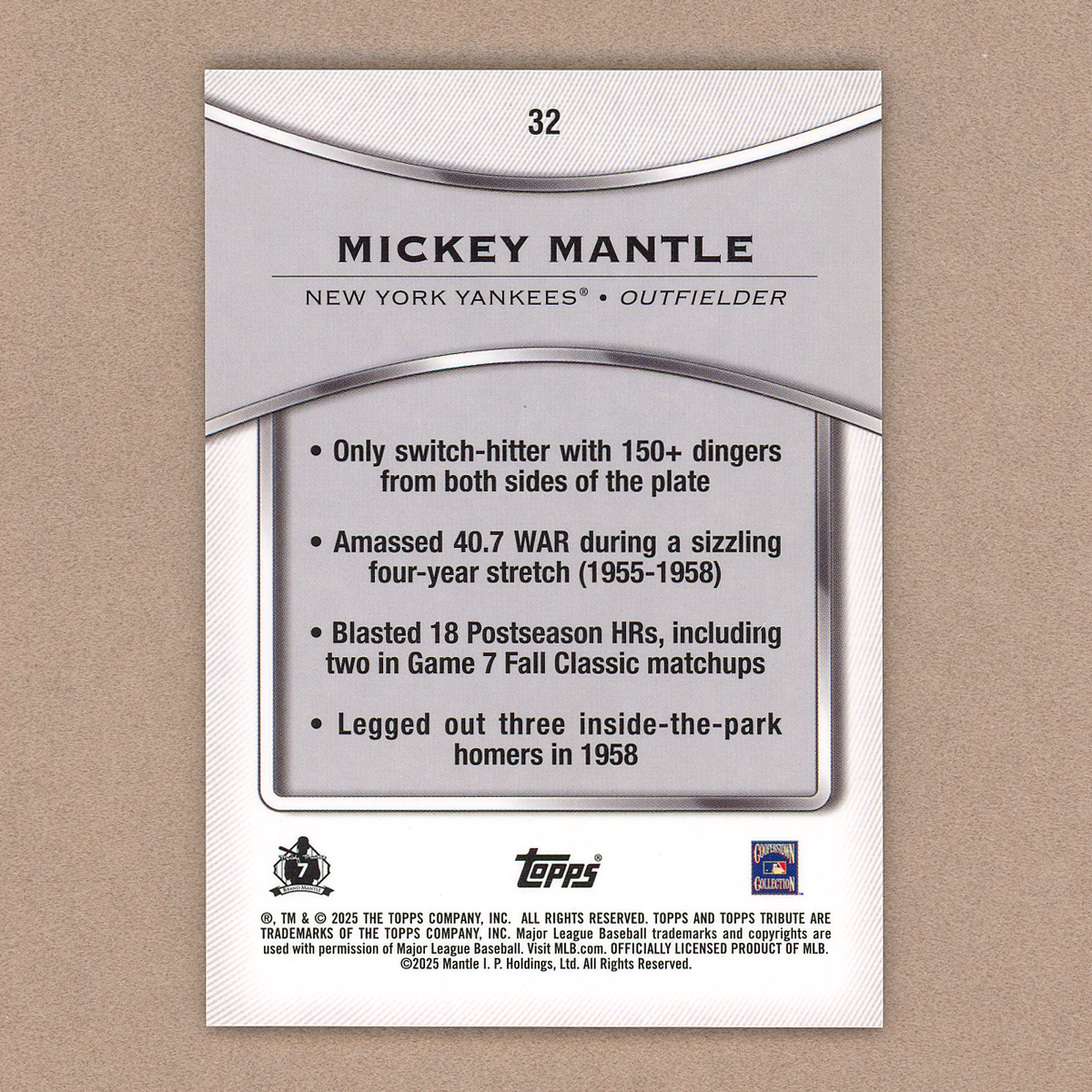 2025 Topps Tribute Mickey Mantle