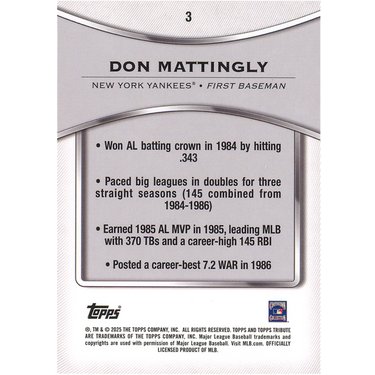 2025 Topps Tribute Don Mattingly (Blue)