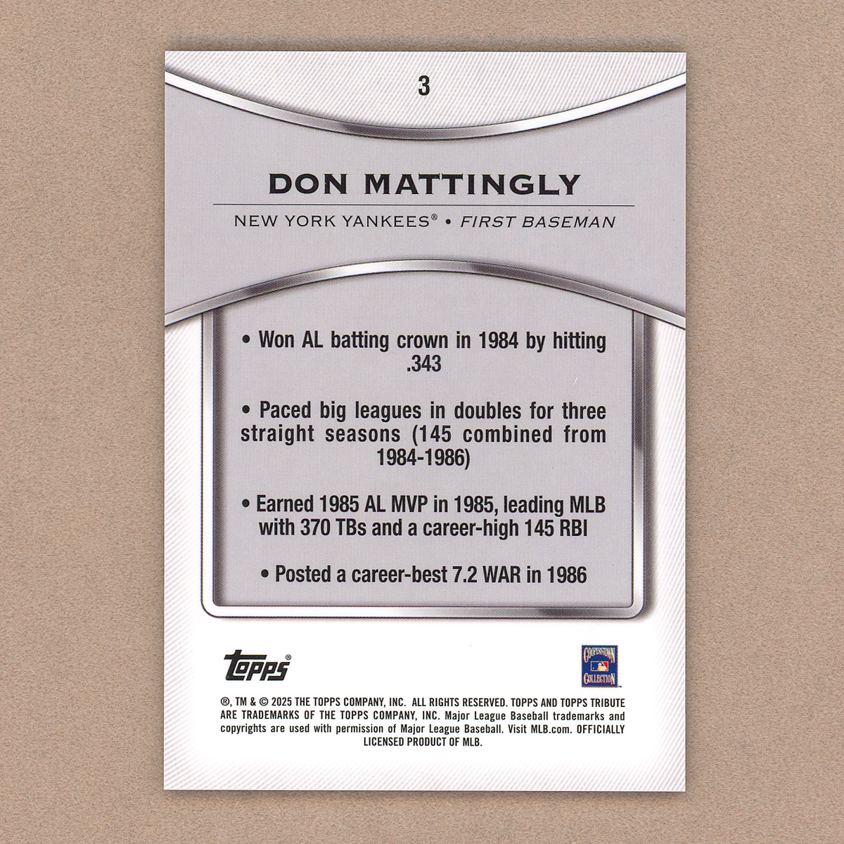 2025 Topps Tribute Don Mattingly (Blue)