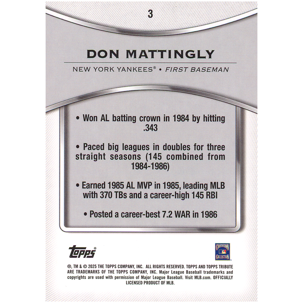 2025 Topps Tribute Don Mattingly (Purple)