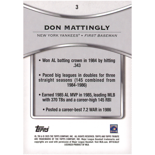 2025 Topps Tribute Don Mattingly (Purple)