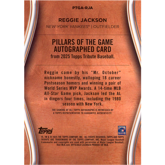 2025 Topps Tribute Reggie Jackson Pillars of the Game Autograph (Green)