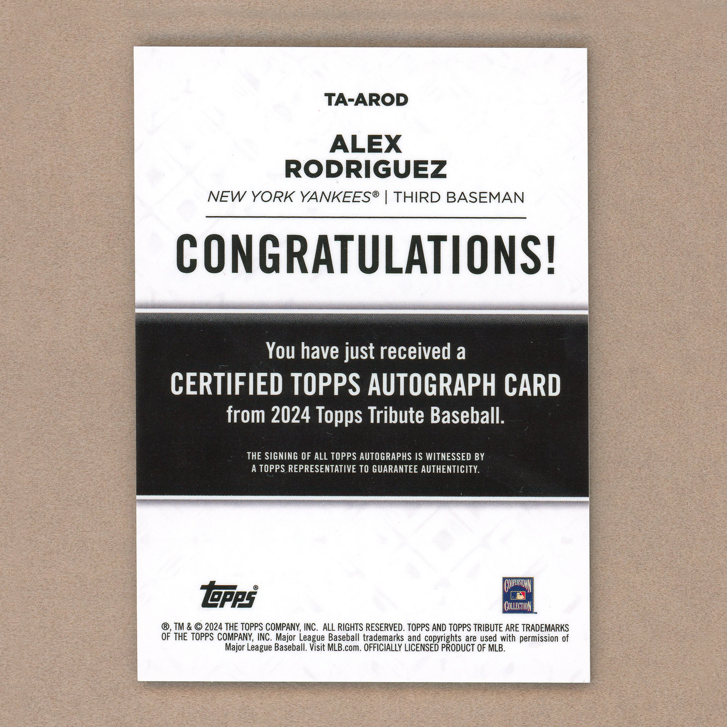2024 Topps Tribute Alex Rodriguez