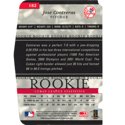 2003 Donruss Elite Jose Contreras Status
