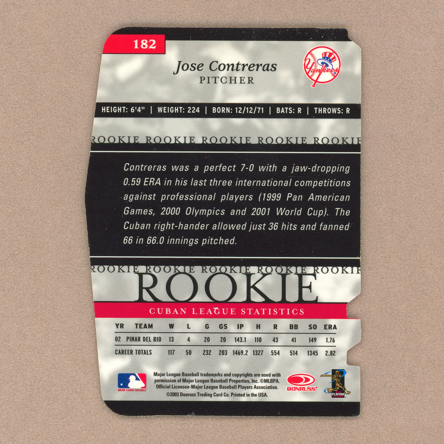 2003 Donruss Elite Jose Contreras Status