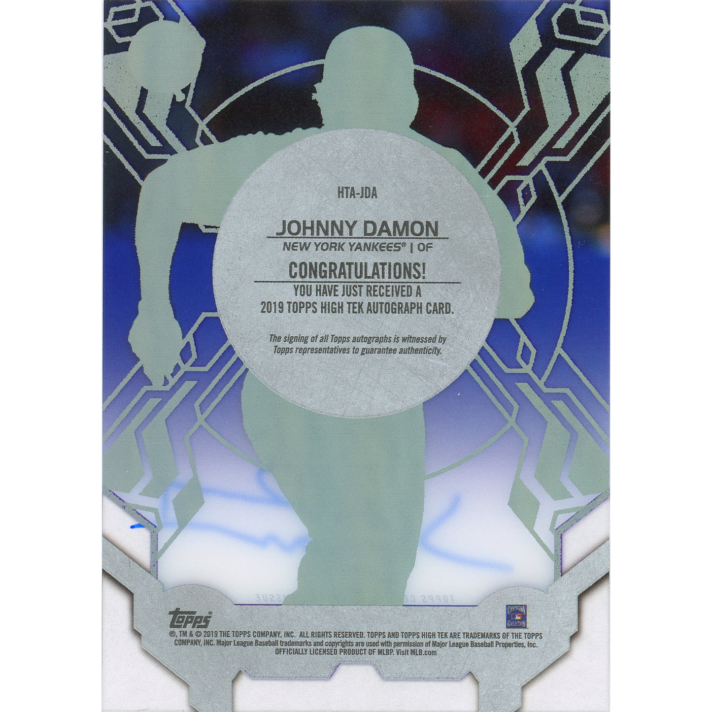 2019 Topps High Tek Johnny Damon Autograph