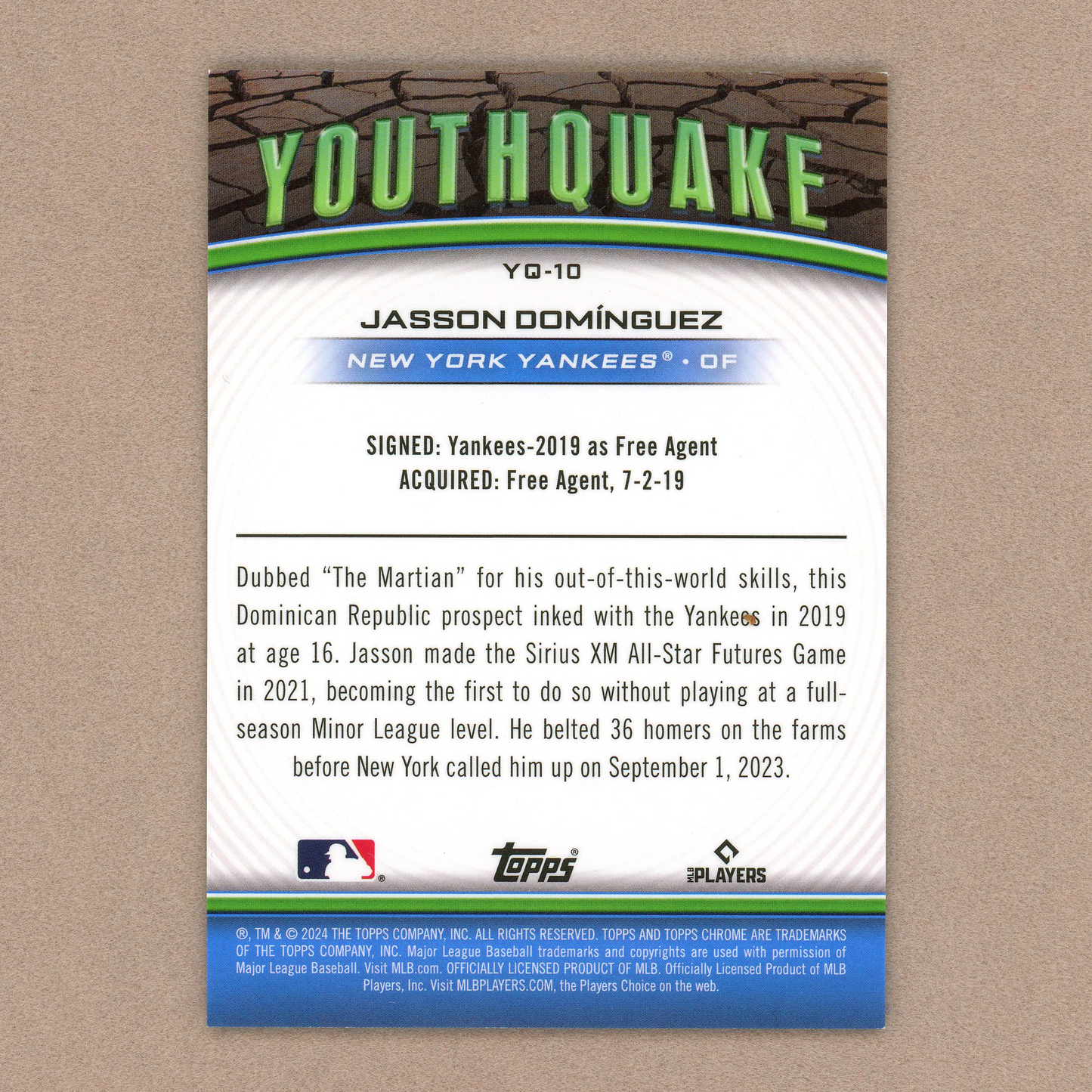 2024 Topps Chrome Jasson Dominguez Youthquake (Green Refractor)
