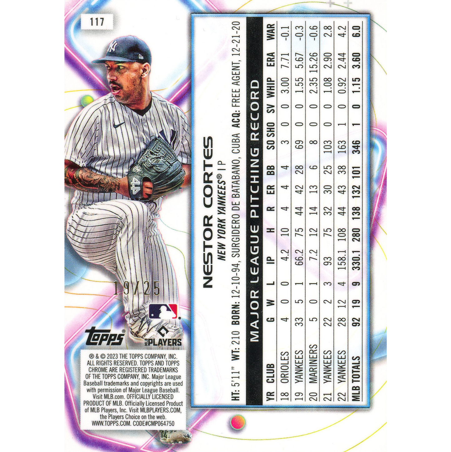 2023 Topps Cosmic Chrome Nestor Cortes (Orange Galactic)