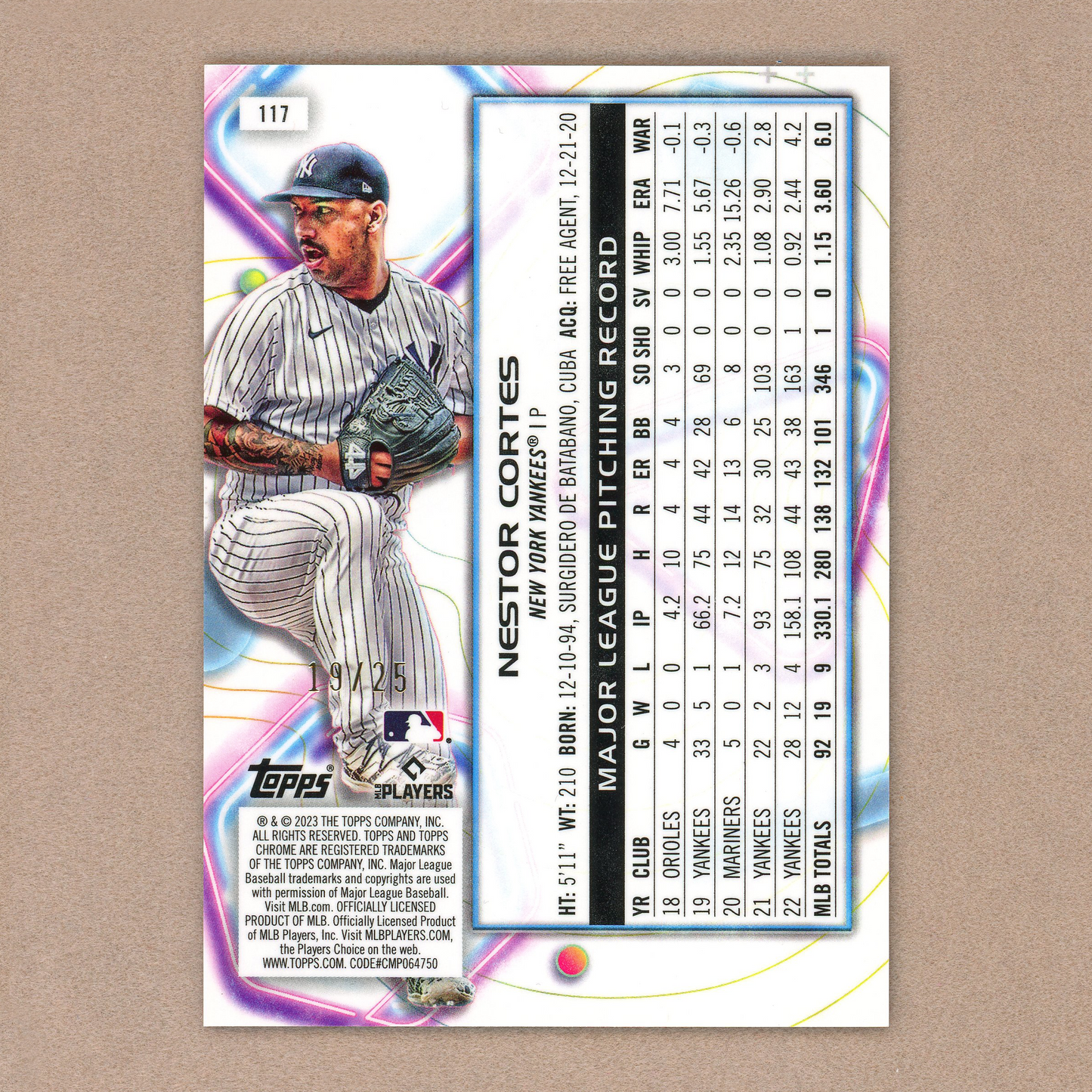 2023 Topps Cosmic Chrome Nestor Cortes (Orange Galactic)