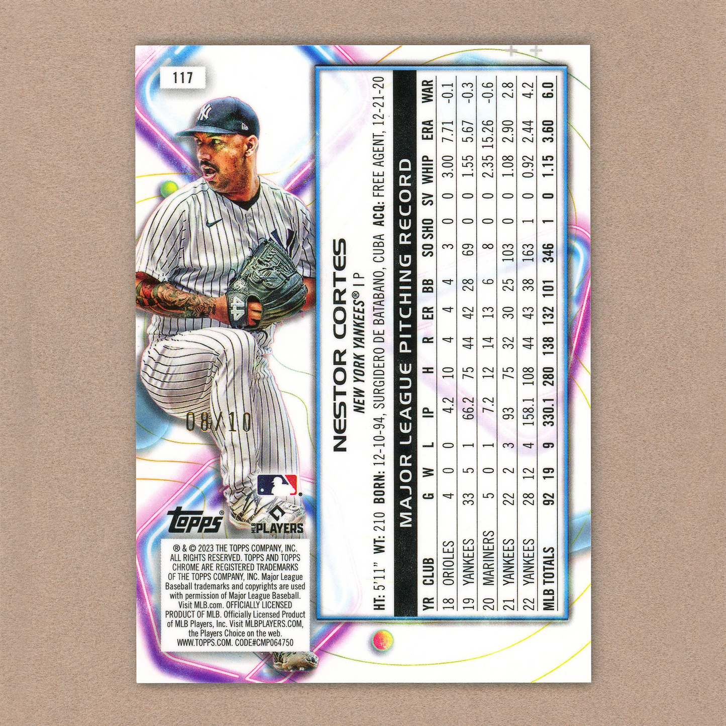 2023 Topps Cosmic Chrome Nestor Cortes (Black Eclipse)