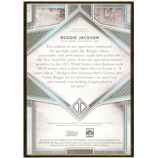 2019 Topps Transcendent Reggie Jackson Autograph