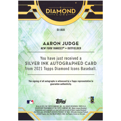2021 Topps Diamond Icons Aaron Judge Silver Ink Autograph (Purple)