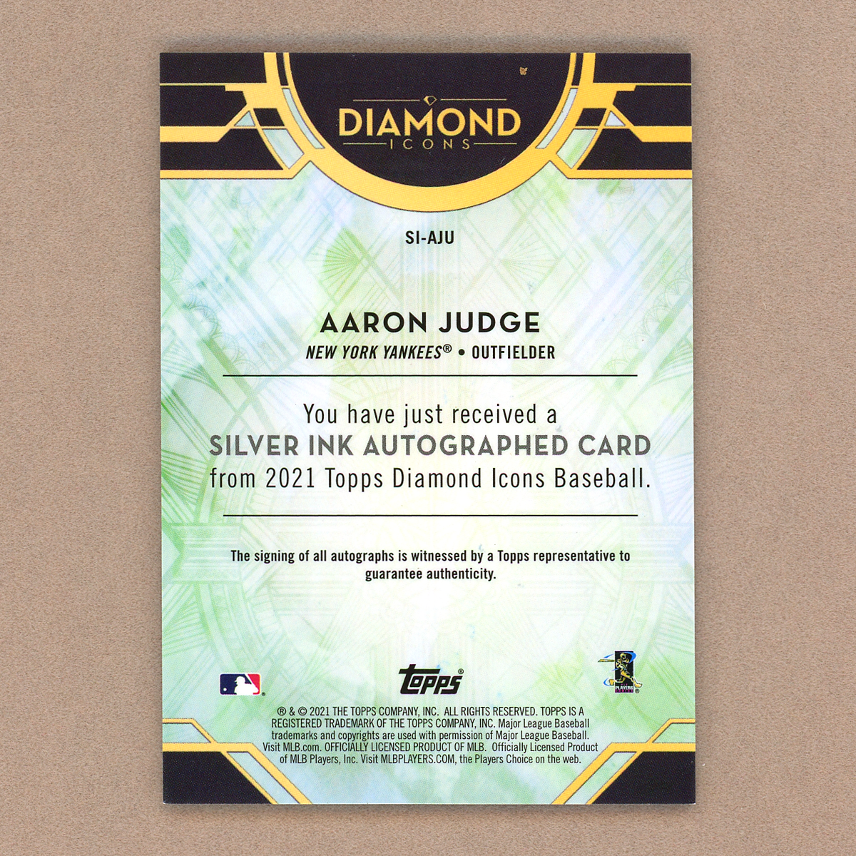 2021 Topps Diamond Icons Aaron Judge Silver Ink Autograph (Purple)