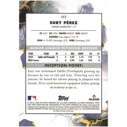 2023 Topps Inception Eury Perez (RC)