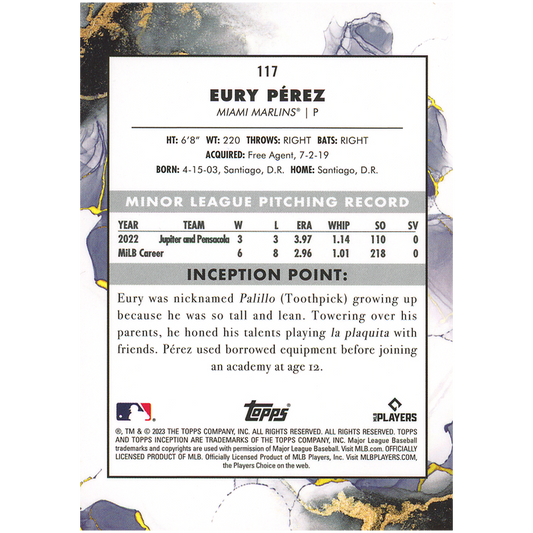 2023 Topps Inception Eury Perez (RC)