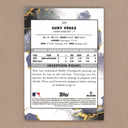 2023 Topps Inception Eury Perez (RC)