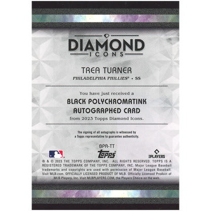 2023 Trea Turner Diamond Icons Black PolychromatINK Autograph (Gold Ink)