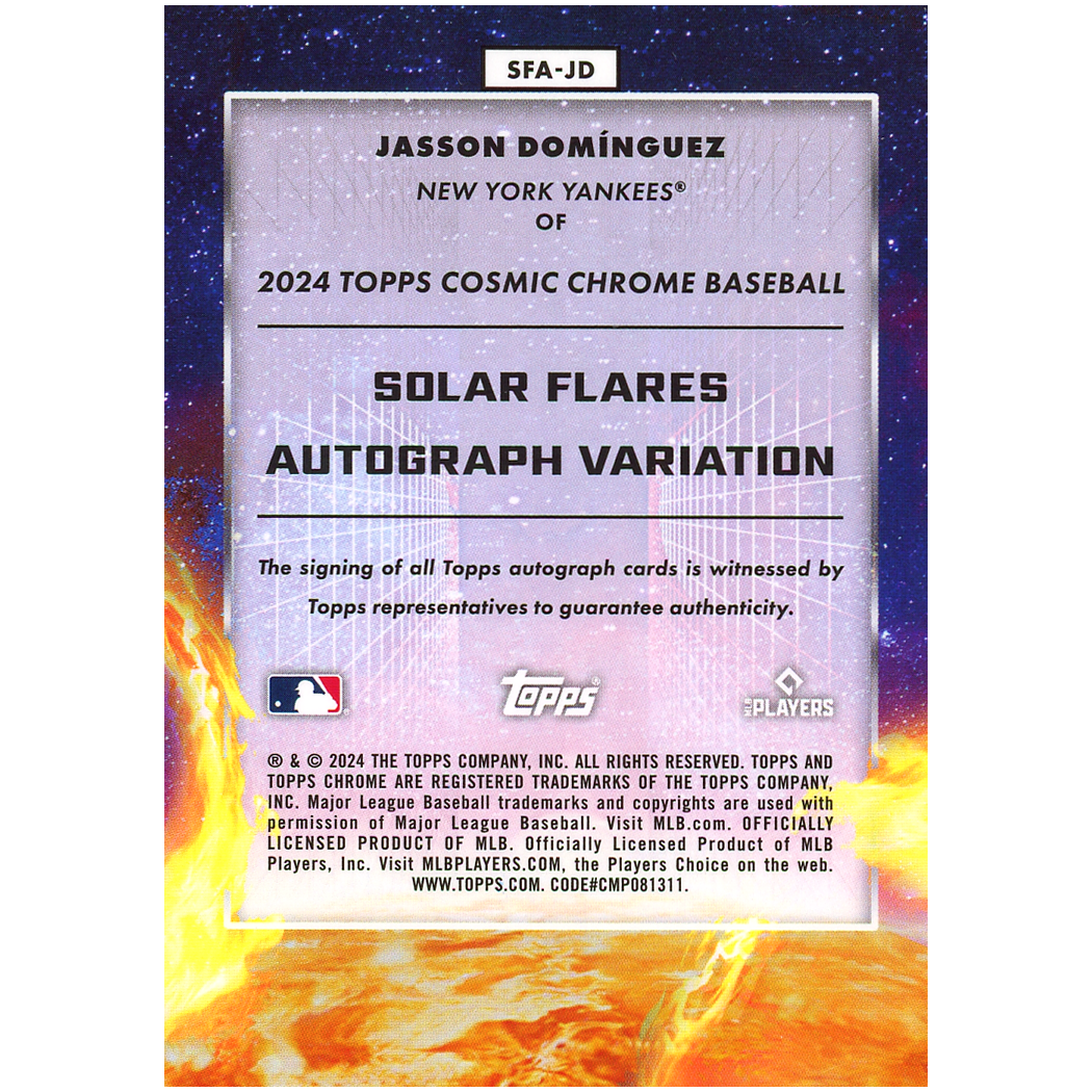2024 Topps Cosmic Chrome Jasson Dominquez Solar Flare Autograph