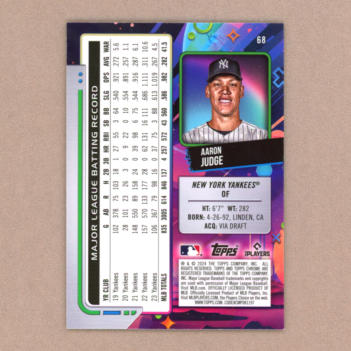 2020 Topps Cosmic Chrome Aaron Judge (Nucleus)