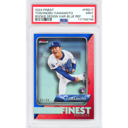 2024 Topps Finest Yoshinobu Yamamoto Rookie Design Variation (Blue) RC PSA 9