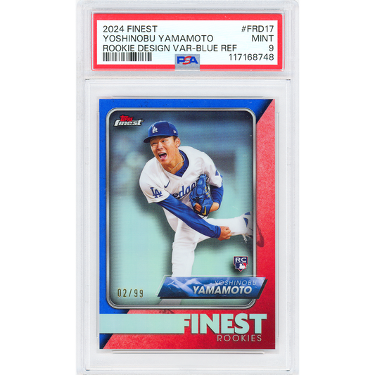 2024 Topps Finest Yoshinobu Yamamoto Rookie Design Variation (Blue) RC PSA 9