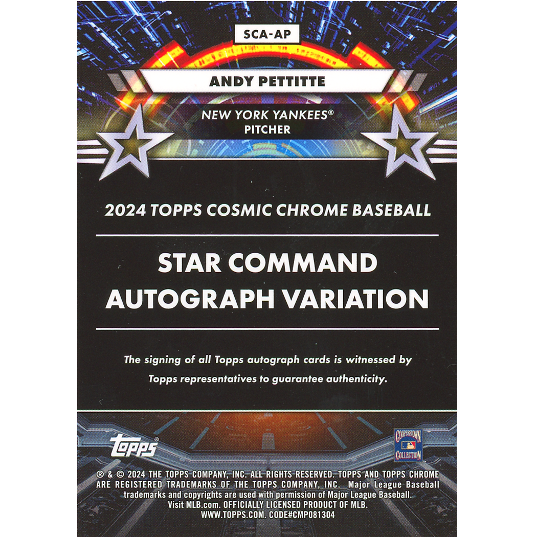 2024 Topps Cosmic Chrome Andy Pettitte Autograph