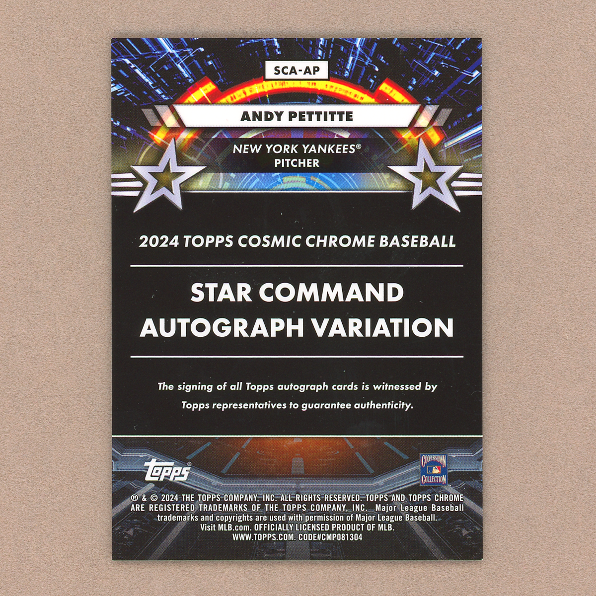 2024 Topps Cosmic Chrome Andy Pettitte Autograph