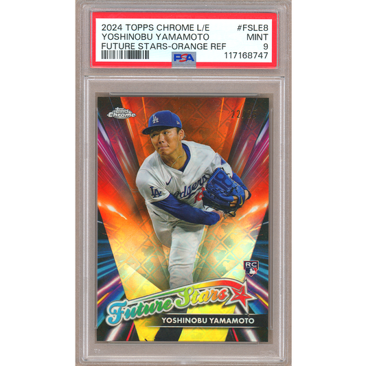 2024 Topps Chrome Logofractor Yoshinobu Yamamoto RC (Orange) PSA 9