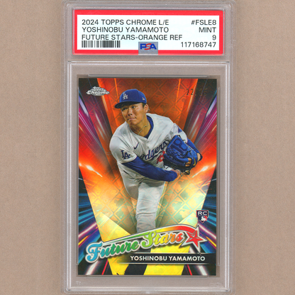 2024 Topps Chrome Logofractor Yoshinobu Yamamoto RC (Orange) PSA 9