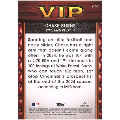 2025 Bowman Chrome Chase Burns VIP