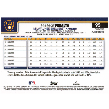 2025 Topps Chrome Sapphire Freddy Peralta