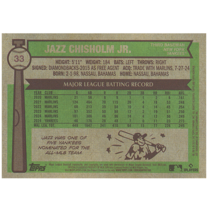 2025 Topps Heritage Jazz Chisholm Jr.