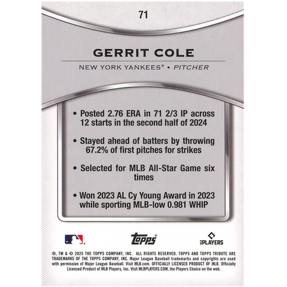 2025 Topps Tribute Gerrit Cole
