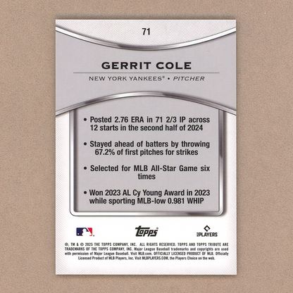 2025 Topps Tribute Gerrit Cole