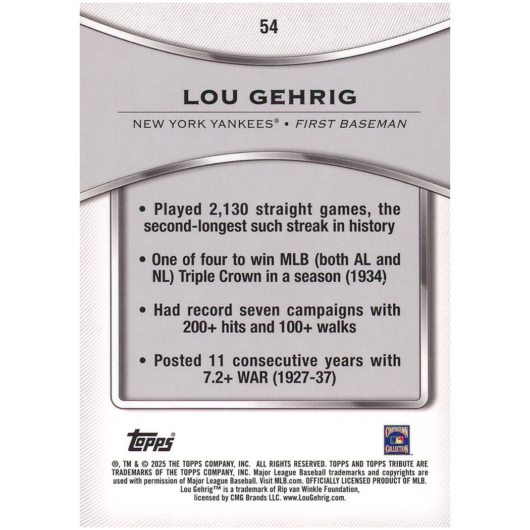 2025 Topps Tribute Lou Gehrig