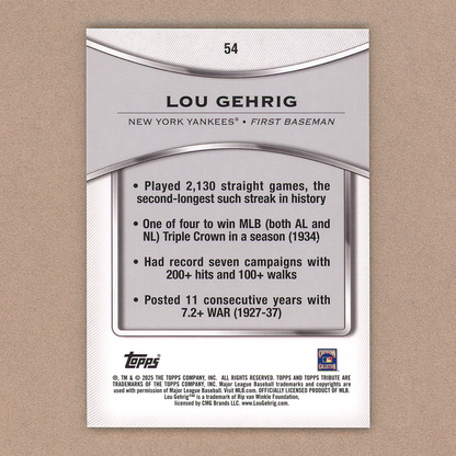 2025 Topps Tribute Lou Gehrig