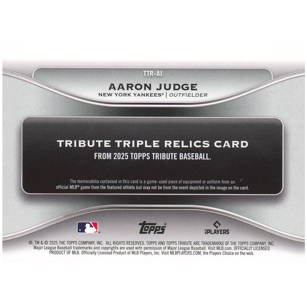 2025 Topps Tribute Aaron Judge Triple Relic (Purple)