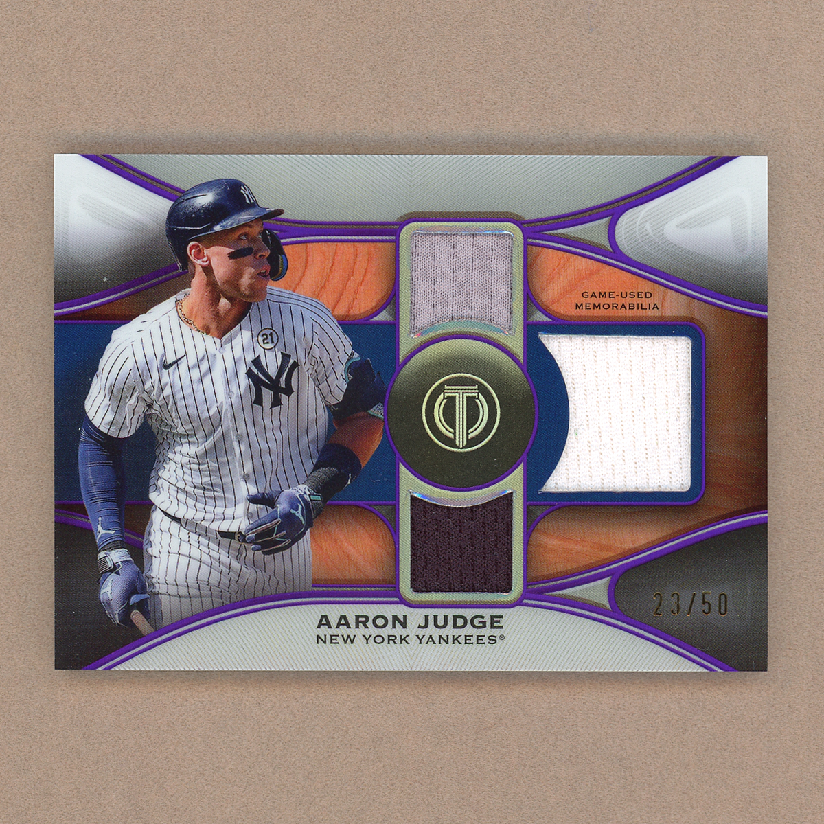 2025 Topps Tribute Aaron Judge Triple Relic (Purple)