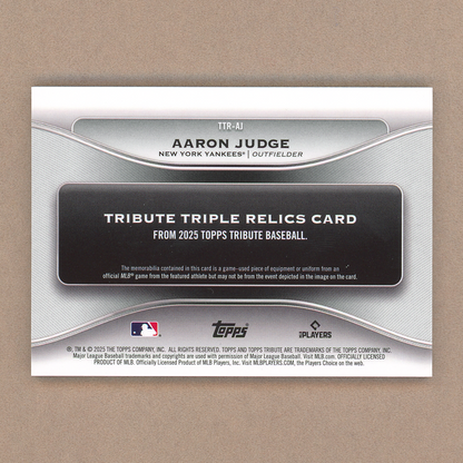 2025 Topps Tribute Aaron Judge Triple Relic (Purple)