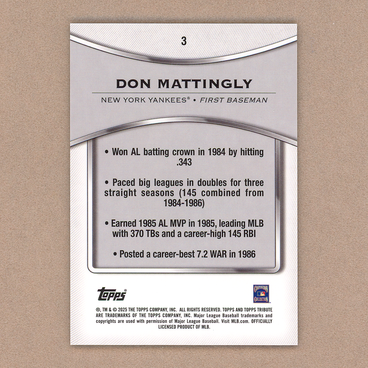 2025 Topps Tribute Don Mattingly