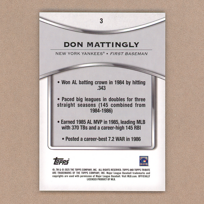2025 Topps Tribute Don Mattingly (Purple)