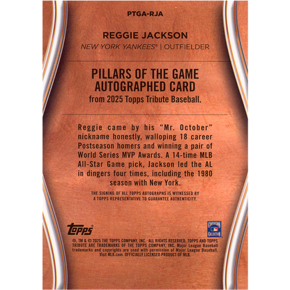 2025 Topps Tribute Reggie Jackson Pillars of the Game Autograph (Green)